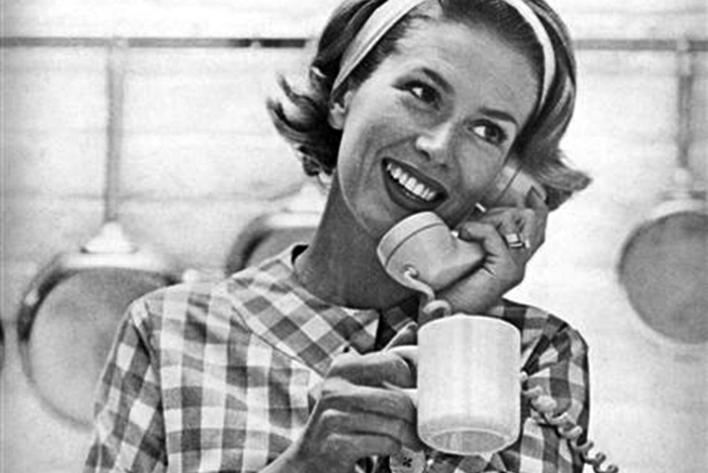 Bell Telefon Vintage Ad - Frau mit Telefonhörer